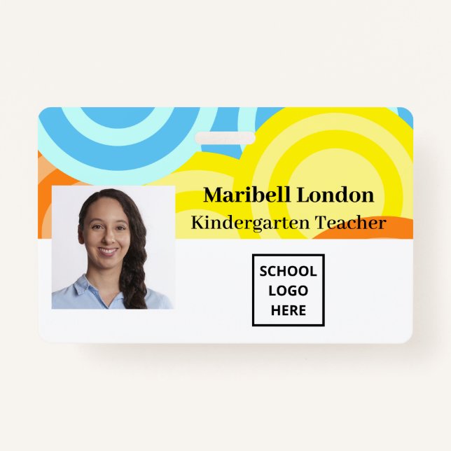 Kindergarten Teacher Colorful Ausweis (Vorderseite)