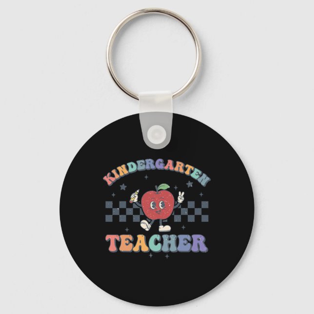 Kindergarten Teacher Groovy Ck To School Team Kg T Schlüsselanhänger (Vorderseite)