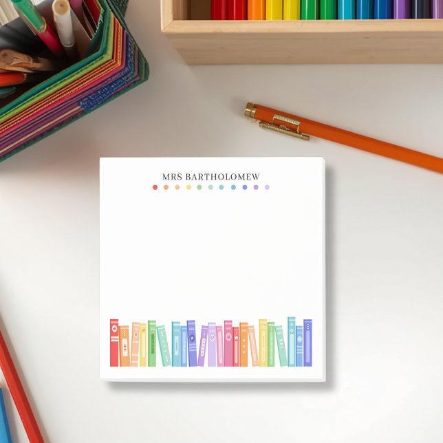 Kindergarten Teacher Rainbow Color Books Custom Post-it Klebezettel (Von Creator hochgeladen)
