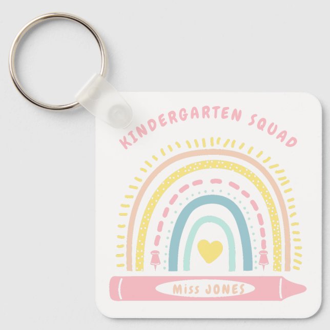 Kindergarten Team Squad Lehrer zurück zur Schule Schlüsselanhänger (Vorderseite)