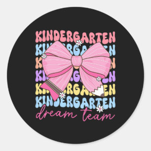Kindergarten Traumteam Lehrer Schleife Zurück zur  Runder Aufkleber