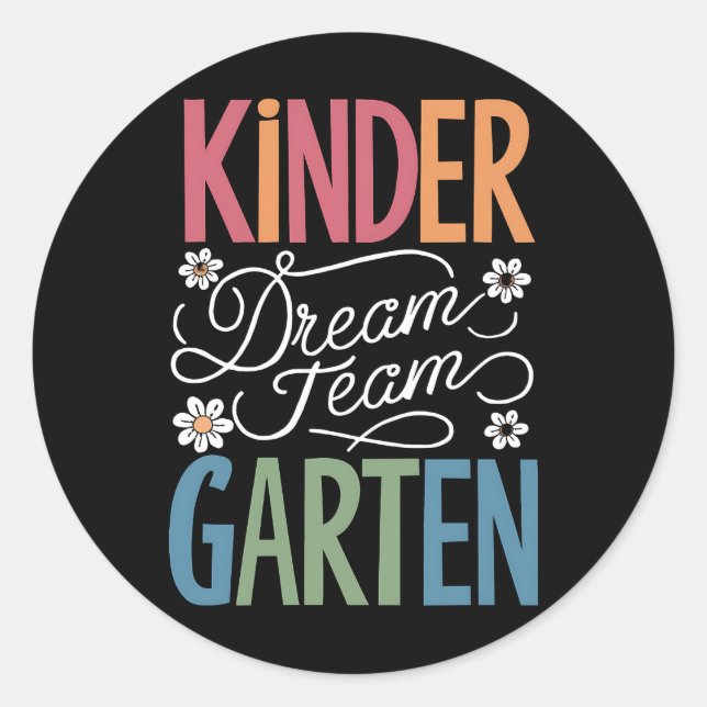 Kindergarten Traumteam Lehrer zurück zur Schule Runder Aufkleber (Vorderseite)