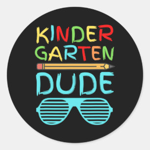 Kindergarten-Typ Spaß Bleistift Erster Schultag Bl Runder Aufkleber