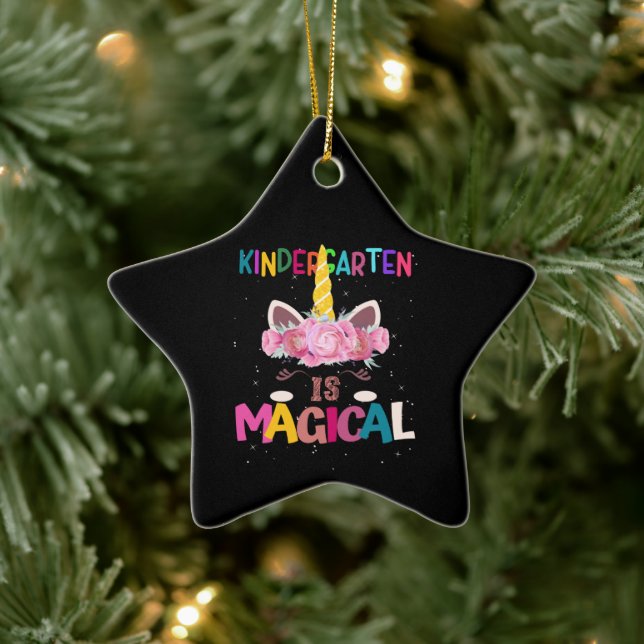 Kindergarten zurück zu den Schulkindern Einhorn Bl Keramik Ornament (Baum)