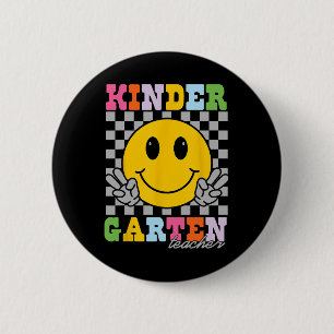 Kindergartener Lehrer Team Hippie Lächeln Gesicht Button