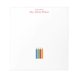 Kindergartenerlehrerin Bunte Stifte Notizblock