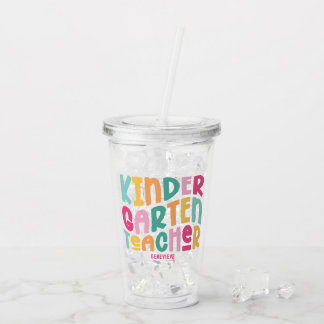Kindergartenerzieher | Farbige Typografie Acryltrinkbecher