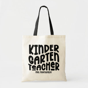 Kindergartenlehrer Einfaches Schwarz-Text-Design Tragetasche