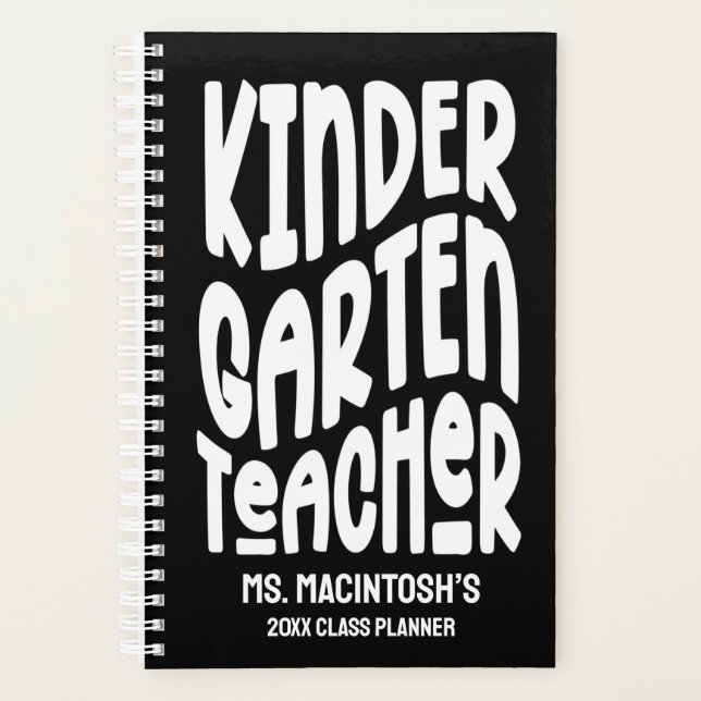 Kindergartenlehrer Minimalistischer Text Planer (Vorderseite)