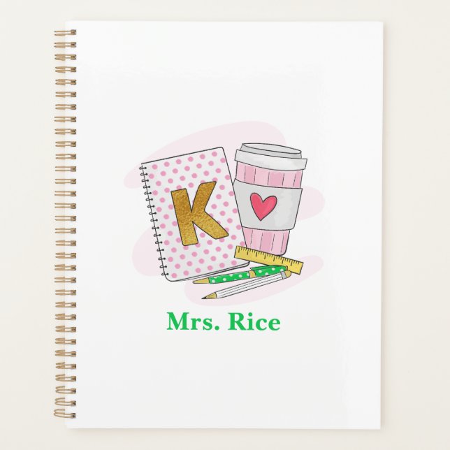 Kindergartenlehrer Pink Dot Book Coffee Planer (Vorderseite)