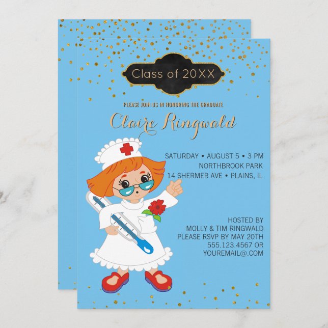 Kindergartenschule für Abschluss Einladung (Vorne/Hinten)