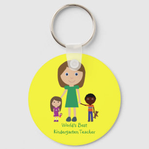 Kindergärtnerin-niedlicher Cartoon der Welt beste Schlüsselanhänger
