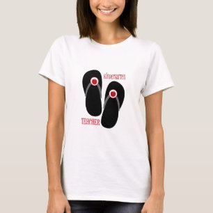 Kindergärtnerin roter Apple drehen Reinfälle um T-Shirt
