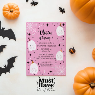 Kindergeburtenpartygespenst zu Halloween Pink Einladung