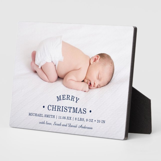 Kindergeburtsankündigung zum ersten Weihnachtsfest Fotoplatte (Seite)