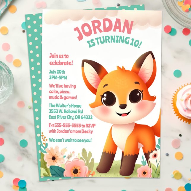Kindergeburtsparty "Little Fox" Niedlich Einladung (Von Creator hochgeladen)