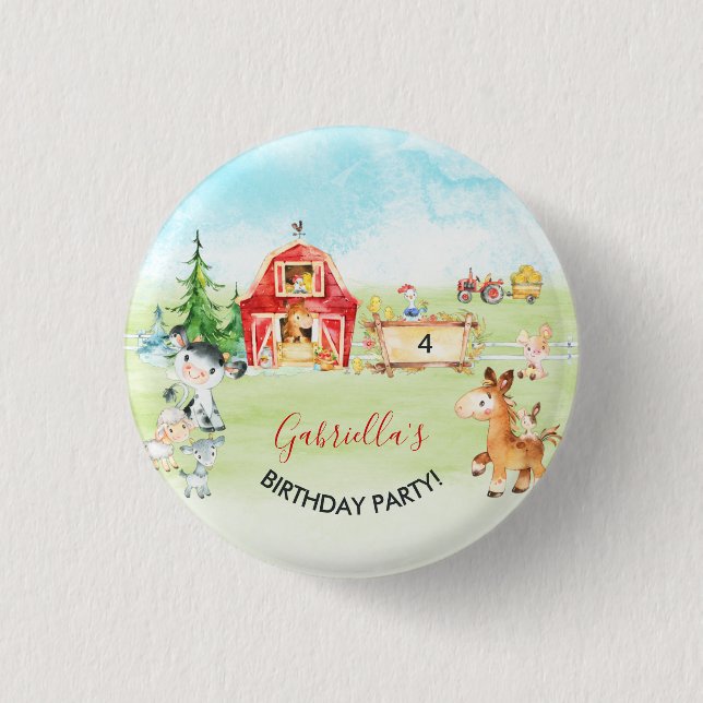 Kindergeburtstag "Aquarellbarnylard" und "Landtier Button (Vorderseite)