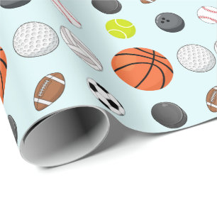 Kindergeburtstag Blau Multi-Sport Geschenkpapier