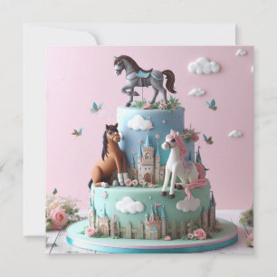 KINDERGEBURTSTAG CAKE mit NIEDLICHEM PONY THEMA Karte