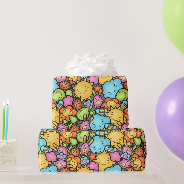 Kindergeburtstag Cartoon Geschenkpapier (Partygeschenke)