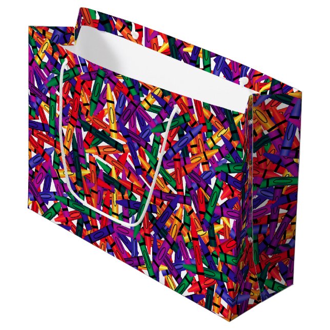 Kindergeburtstag Crayon Große Geschenktasche Große Geschenktüte (Vorderseite Schrägansicht)
