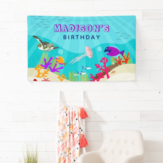 Kindergeburtstag der farbenfrohen Meerestiere Banner (Insitu)
