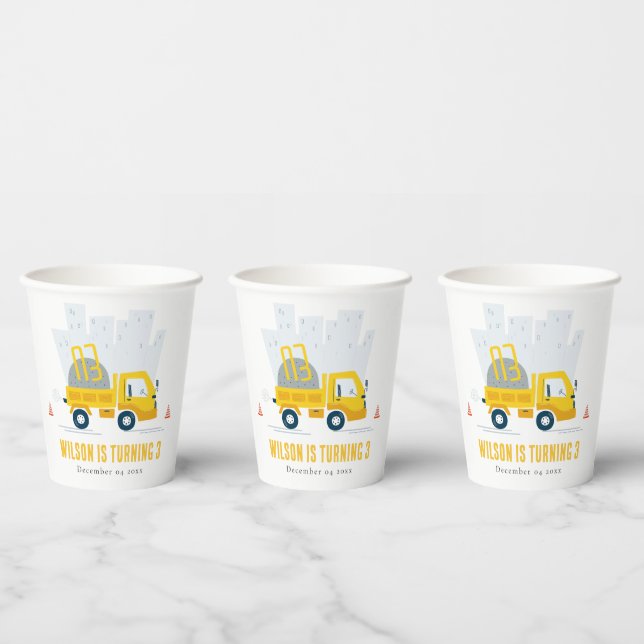Kindergeburtstag eines Zugfahrzeugs Pappbecher (Multi)