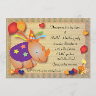 Kindergeburtstag-Einladung 051: Nashorn Einladung