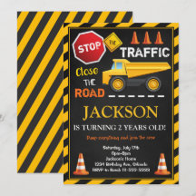 Kindergeburtstag-Einladung für den Bau von Dump Tr