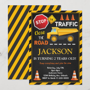 Kindergeburtstag-Einladung für den Bau von Dump Tr Einladung