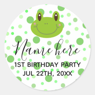 Kindergeburtstag First Birthday Frosch Runder Aufkleber