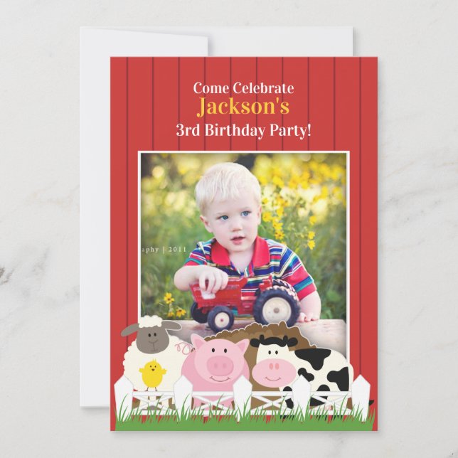 Kindergeburtstag Foto Farm Pauschalreise Einladung (Vorderseite)