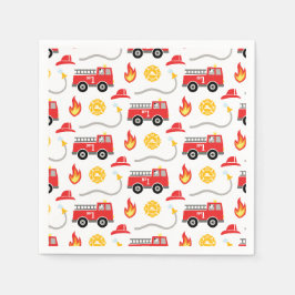 Kindergeburtstag für Feuerwehrfahrzeuge Serviette