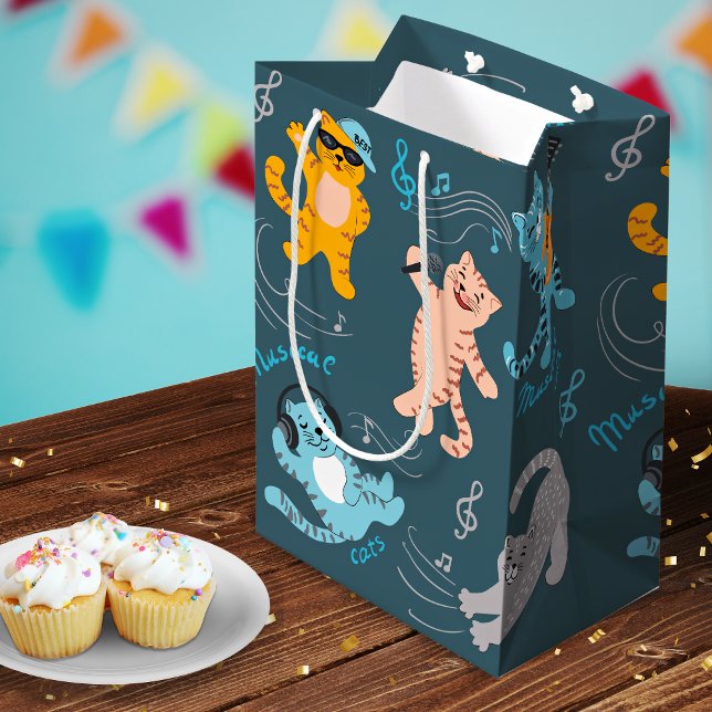 Kindergeburtstag für niedliche Katzen Muster Mittlere Geschenktüte (Von Creator hochgeladen)