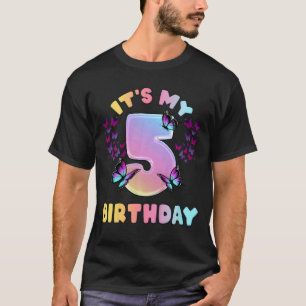Kindergeburtstag Girl 5 Jahre alte Schmetterlinge T-Shirt