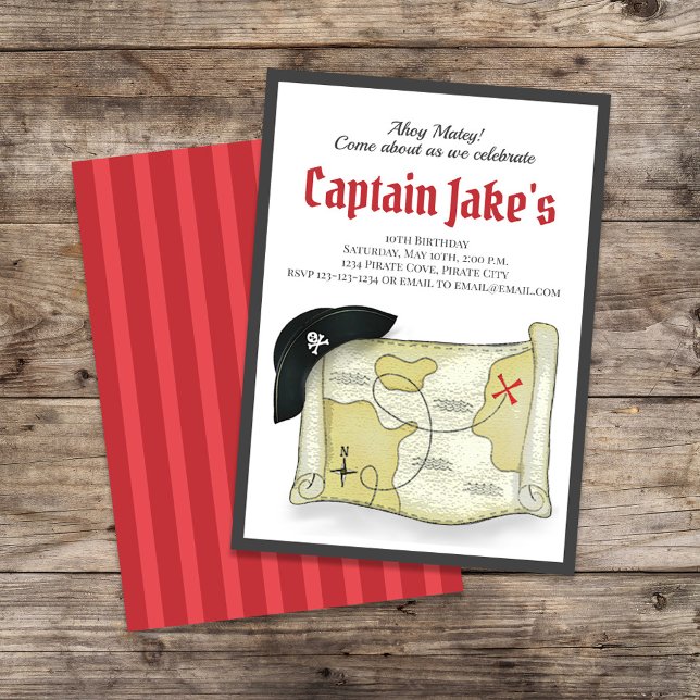 Kindergeburtstag Party Cool Piratenvorlage Einladung (Pirate birthday party invitation template. )