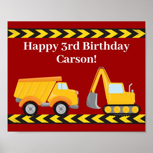 Kindergeburtstag Party Custom Red Trucks Poster (Vorne)