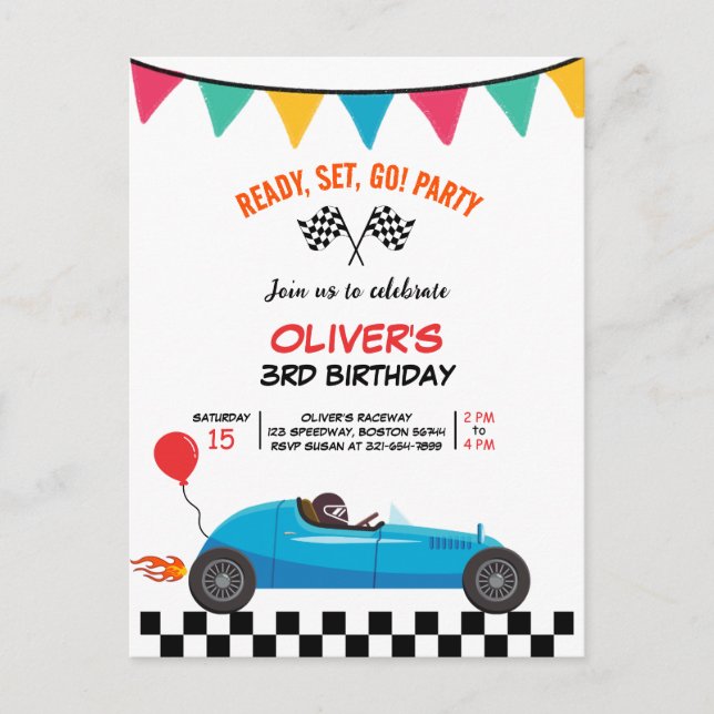 Kindergeburtstag-Party Einladung Postkarte (Vorderseite)