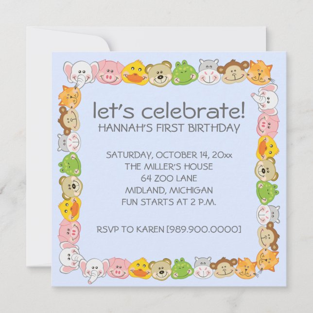 Kindergeburtstag-Party Einladungen (Vorderseite)