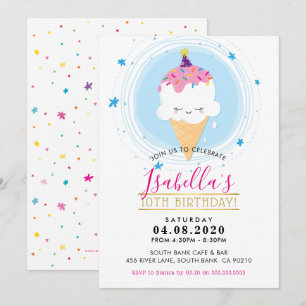 KINDERGEBURTSTAG PARTY INVITE kawaii Eiskronen Einladung