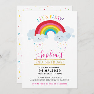 Kindergeburtstag PARTY INVITE Kawaii Regenbogenwol Einladung