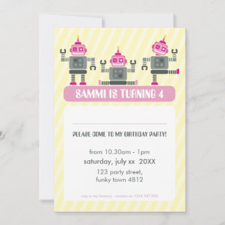 KINDERGEBURTSTAG PARTY INVITE Modernes Robotertrio Einladung