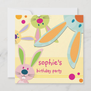KINDERGEBURTSTAG PARTY INVITE niedliche Bunny Peki Einladung