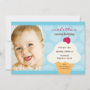 KINDERGEBURTSTAG PARTY INVITE niedlicher Eiskegelk Einladung