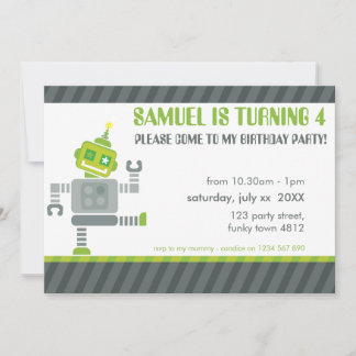 KINDERGEBURTSTAG PARTY INVITE niedlicher Tanzrobot Einladung