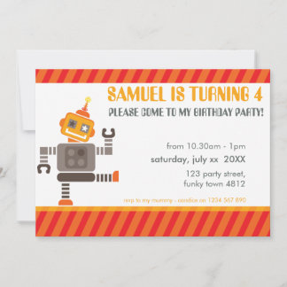 KINDERGEBURTSTAG PARTY INVITE niedlicher Tanzrobot Einladung