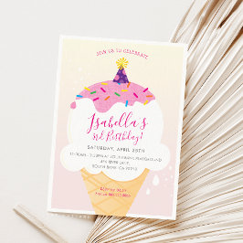 KINDERGEBURTSTAG PARTY INVITE Retro-Eis-Kegel Einladung