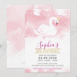 KINDERGEBURTSTAG PARTY INVITE schwan Prinzessin go Einladung