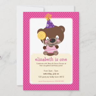 KINDERGEBURTSTAG PARTY INVITE Teddybär lollip Einladung