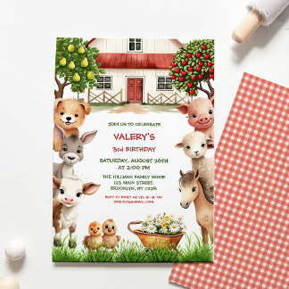 Kindergeburtstag Party Landtiere für Mädchen Einladung